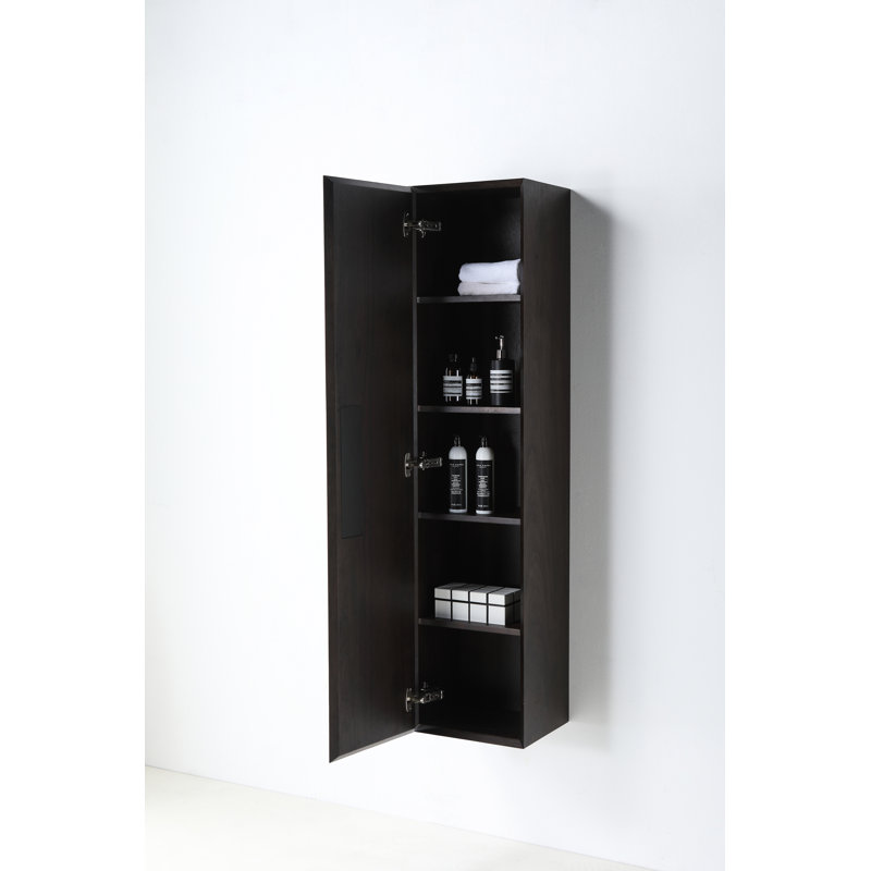 Armoire murale de salle de bain Asgun, Noyer foncé