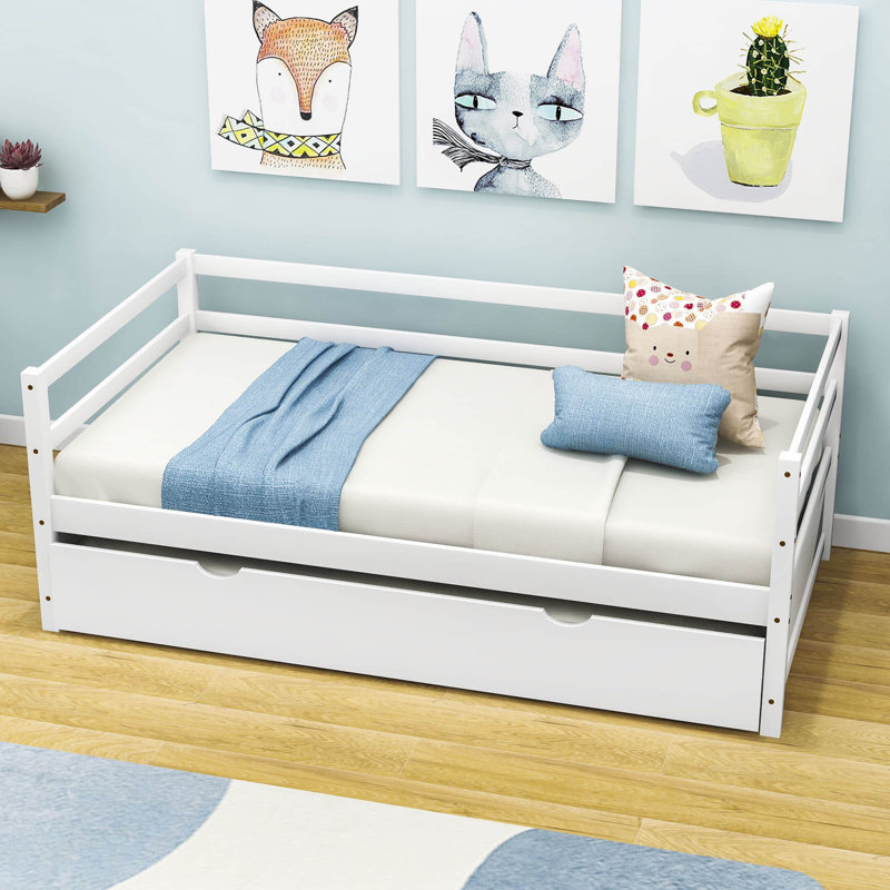 Edricka Twin Size Wooden Daybed with Trundle, White