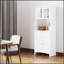 Élégant buffet avec huche, armoire de rangement pour garde-manger avec porte vitrée encadrée, tiroir et espace pour micro-ondes, blanc