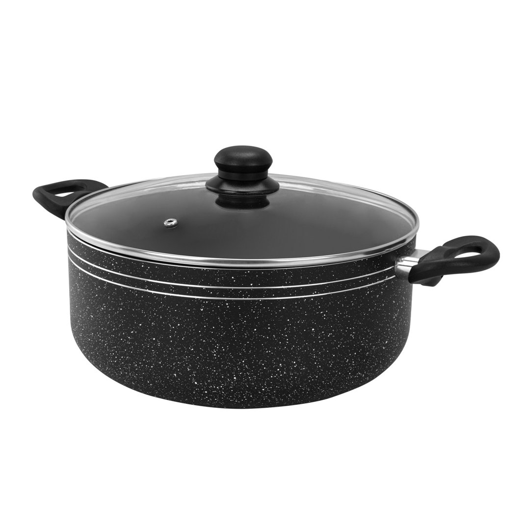 ROYALFORD Casserole Dish | Induction Safe Cooking Pot with Tempered Glass Lid | Forged Aluminium Cookware with 5-Layer Non-Stick Granite Coating PFOA