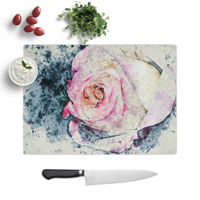 Tempered Glass Tipped Rose Chopping Board