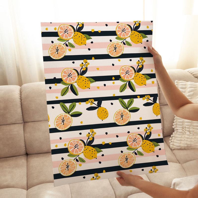 «Food and Kitchen Lemons & Stripes II», reproduction d'art moderne sans cadre, H 20 po x l 16 po