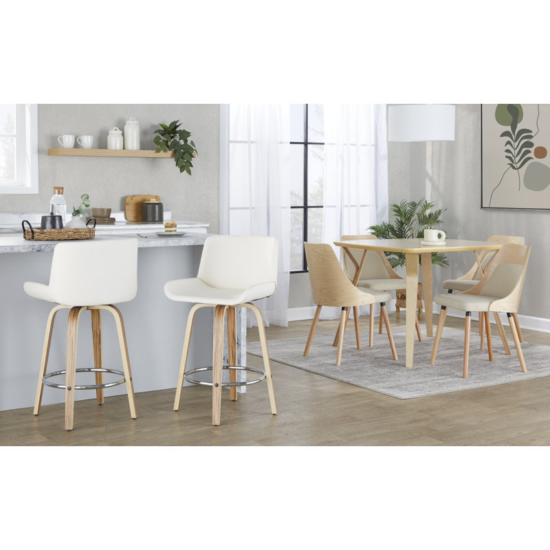 Rondell 25" Fixed-Height Counter Stools with Round Built-In Footrests, White, Counter Stool (25” Seat Height)