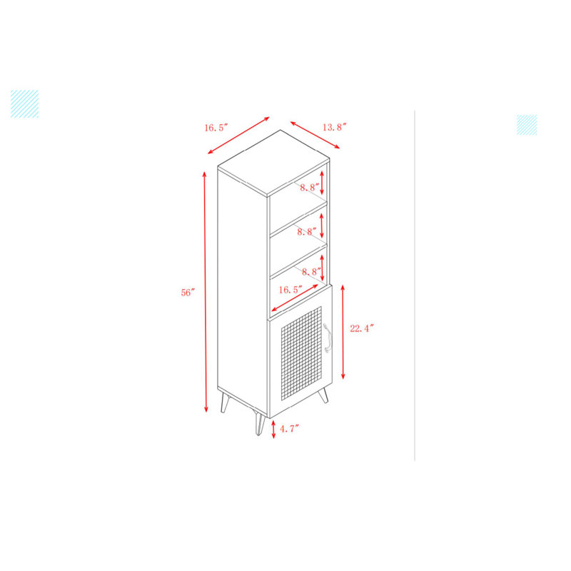 Natural Rattan Mesh Side Cabinet