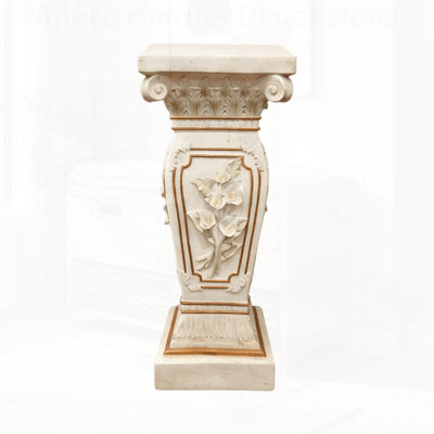 European Style Floral Carved Roman Column Pedestal, Resin Decorative Pillar, Elegant Garden & Courtyard Display Stand for Statues & Ornaments