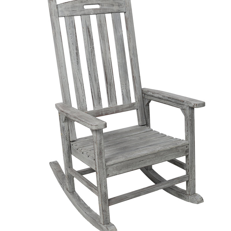 Grey, Wooden, Porch Rocker, Wide , High , Smooth Rocking, Indoor And Outdoor Comfort, Stable Fir Wood Structure Back, Build