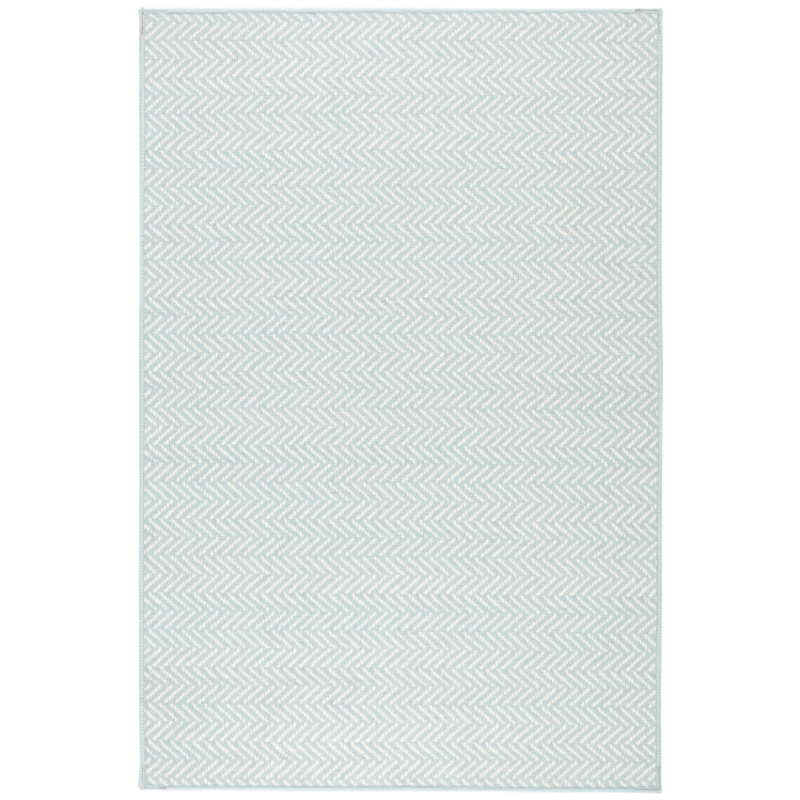 Herringbone Swedish Blue Machine Washable Rug, Rectangle 3' x 5'