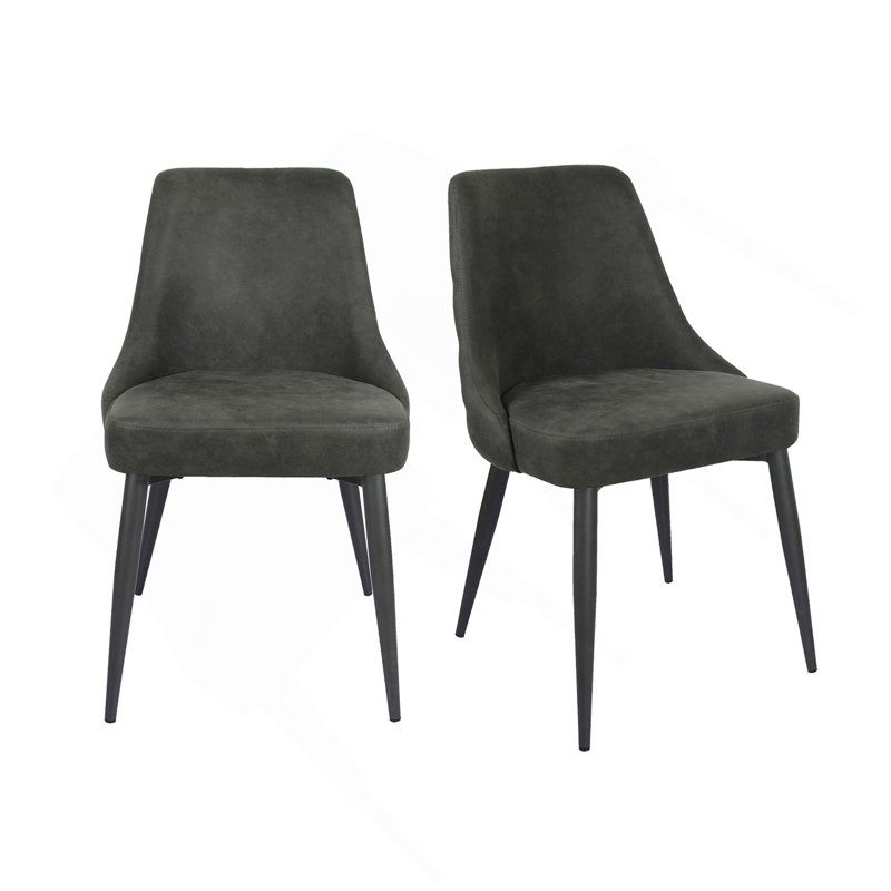 Ensemble de 2 chaises de salle à manger rembourrées en microfibre, gris