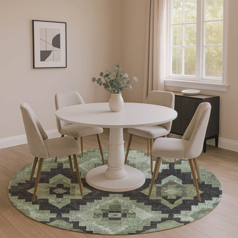 Premium Machine Washable Farolt AMF1894 Aztec Rug, Round 8'