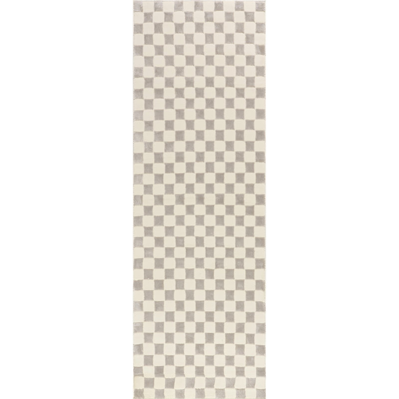 Alaiya Checkered Machine Washable Area Rug, Runner 2'8" x 8'