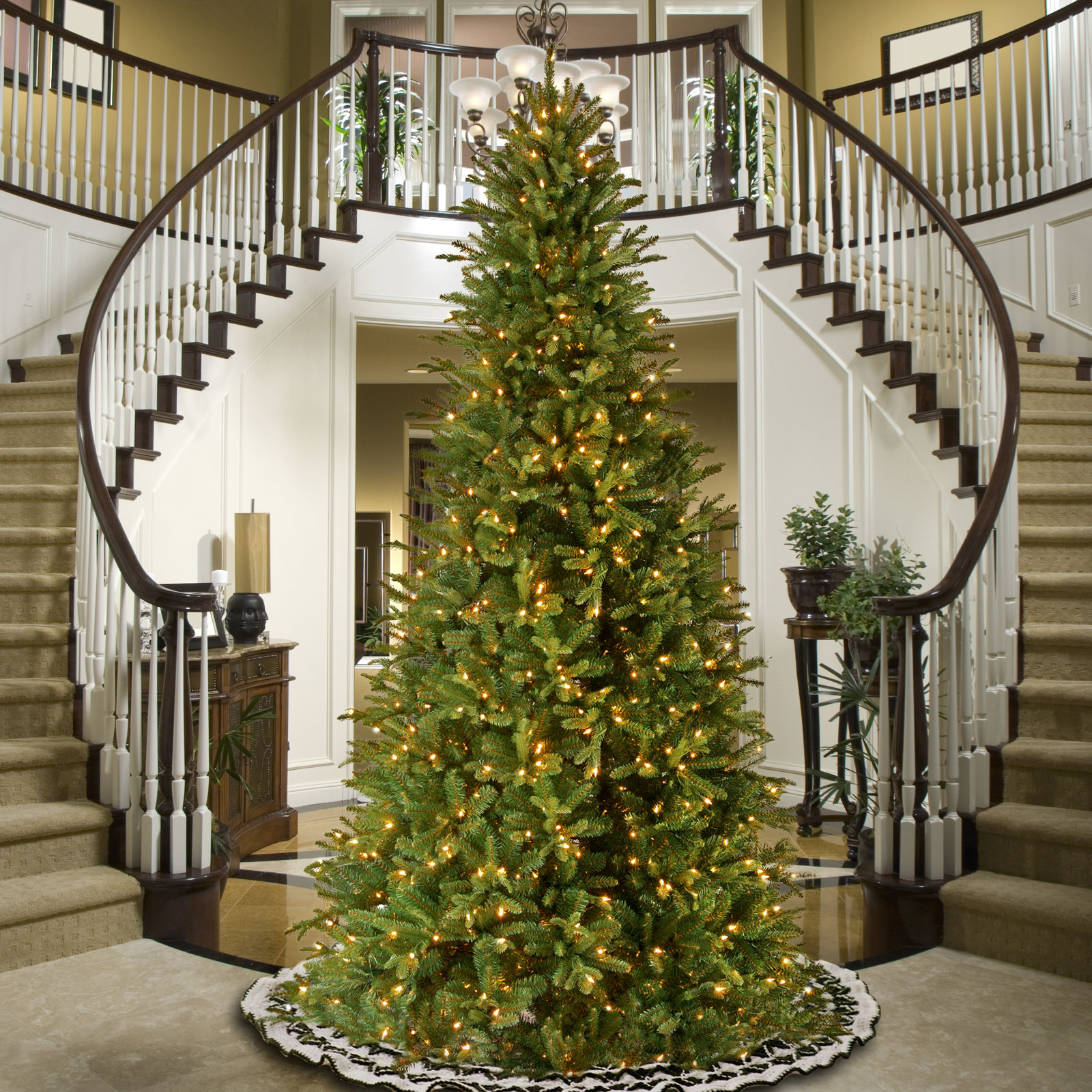 Adneta Lighted Artificial Fir Christmas Tree, 12'