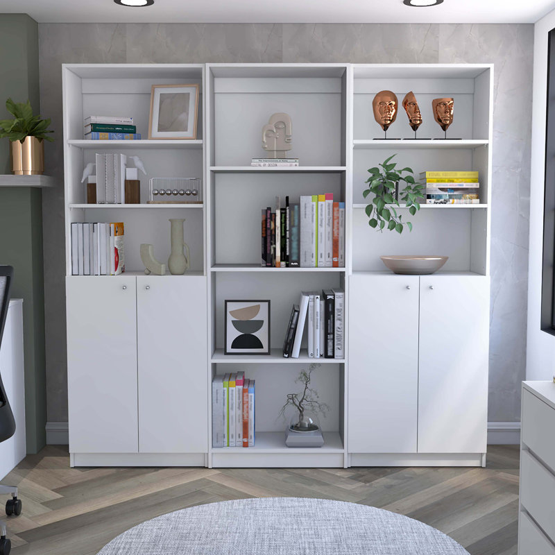 Cernobbio Standard Bookcase,  71.17" H x 74.1" W x 11.77" D  , White