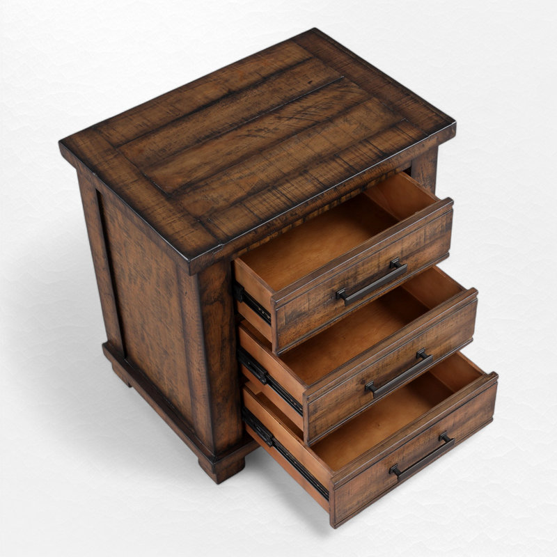 Pierz 3 - Drawer Nightstand, Rustic Brown, Individual