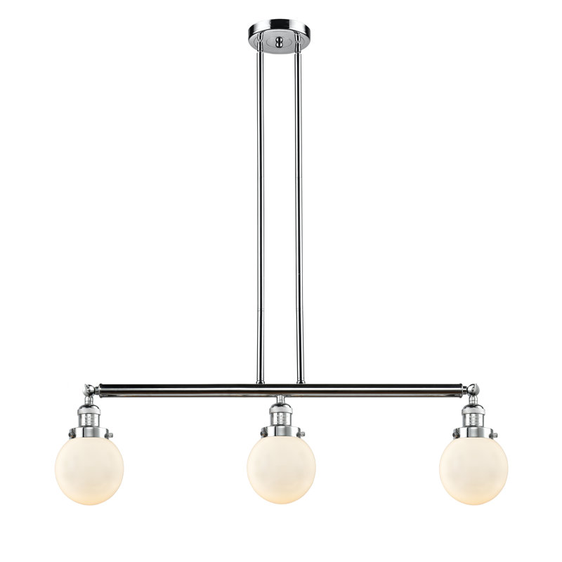 Luminaire suspendu linéaire pour îlot de cuisine 3 lumières Clementina, Boîtier blanc mat, Ampoule non incluse, Or satiné
