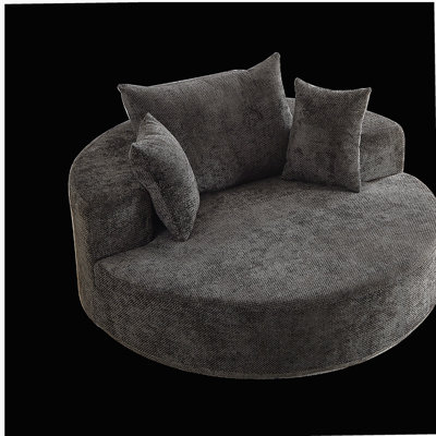 Chaise pivotante 55 po en mousse de chenille simple, canapé-lit moelleux moderne, chaise pivotante à 360 degrés pour le salon, la chambre à coucher, le salon et la salle de projection
