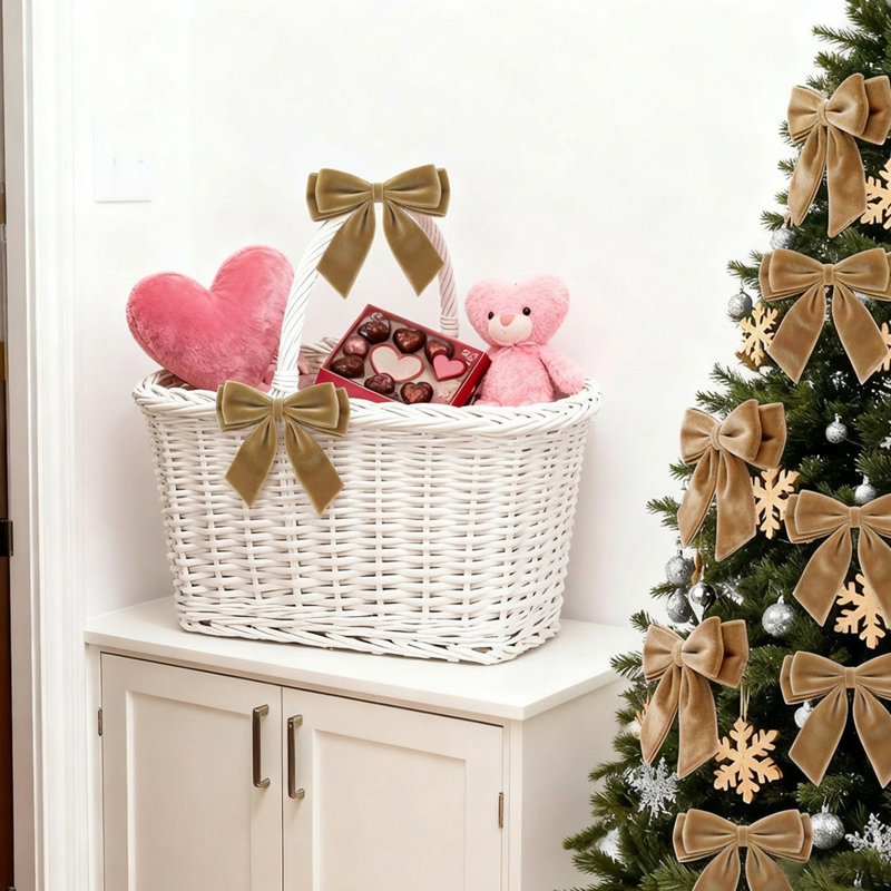 12 pièces décoration d'arbre de velours pour la Saint-Valentin décoration de fenêtre de Noël, Kaki