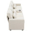 114,2 po rembourré avec console, 2 porte-gobelets, ports, lin, 4, pour la maison salon console et rembourré 4, tissu en lin, structure en bois massif robuste, rembourrage en éponge haute,