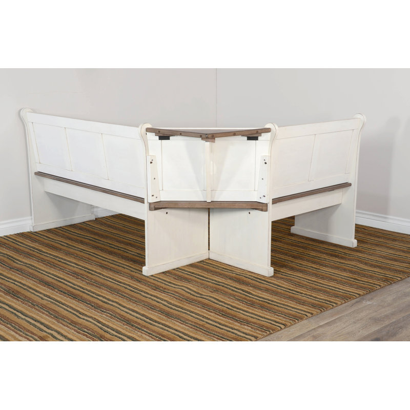 Villepinte 4 - Piece Solid Wood Breakfast Nook Dining Set, Marble White/Buckskin
