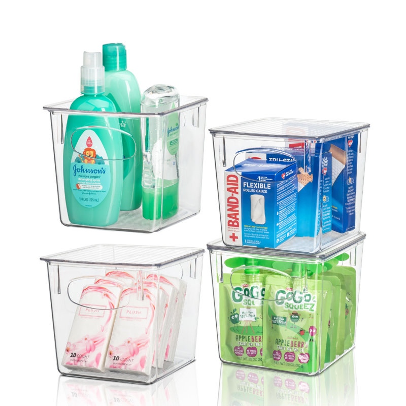 Bacs de rangement en plastique transparents avec couvercle Sorbus