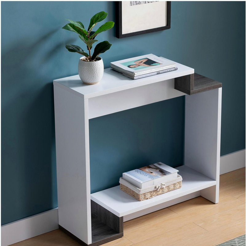 Meuble télé moderne, tablettes à deux portes - blanc et gris