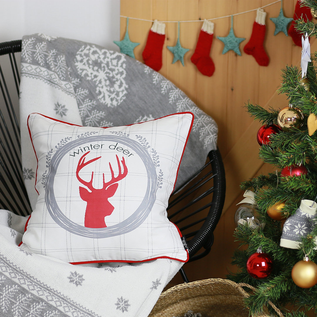 Christmas Merry Christmas Deer Throw Pillow Cover Apolena