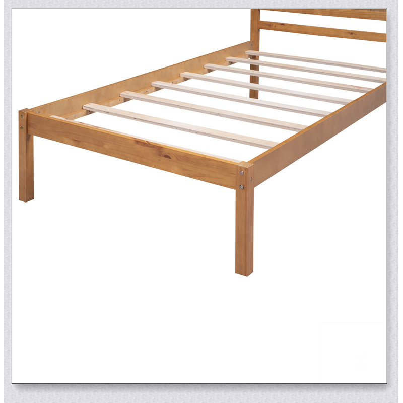 Base de lit plateforme avec tête de lit, support à lattes de bois, aucun sommier requis