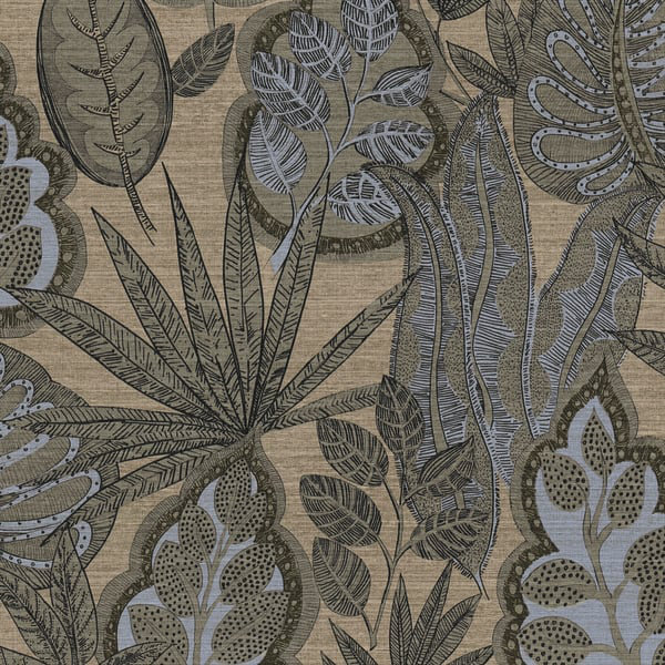 Galerie Flourish Blue Tree Leaf Wallpaper FL61114, Bronze