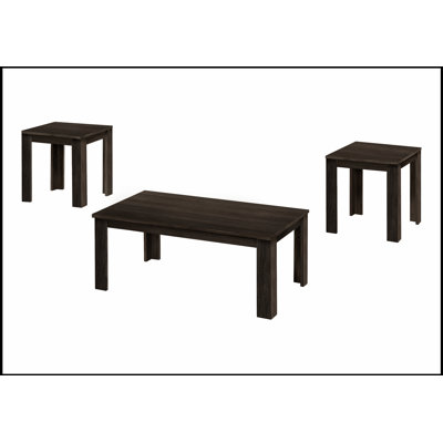 Ensemble de tables transitionnelles 3 pièces pour salon, tables basses, tables d'appoint et tables d'appoint avec finition en stratifié brun