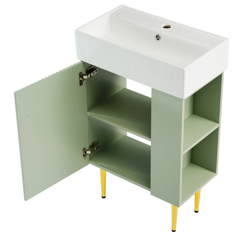 Meuble-lavabo de salle de bain de style moderne avec meuble-lavabo simple en céramique, Vert
