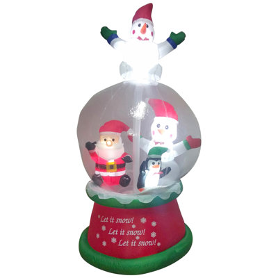6.75ft Lighted Inflatable Santa and Friends Snow Globe Outdoor Christmas Decoration