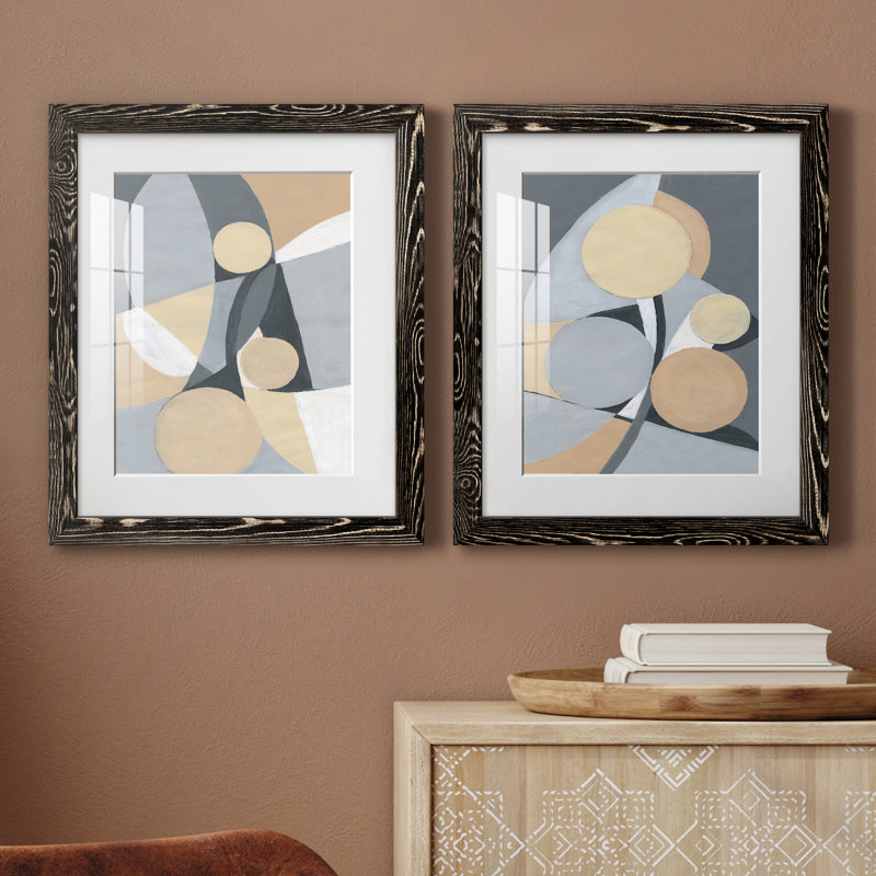 Millenium I - ensemble de 2 peintures, H 20 po x l 34 po x P 1,5 po, Papier encadré noir