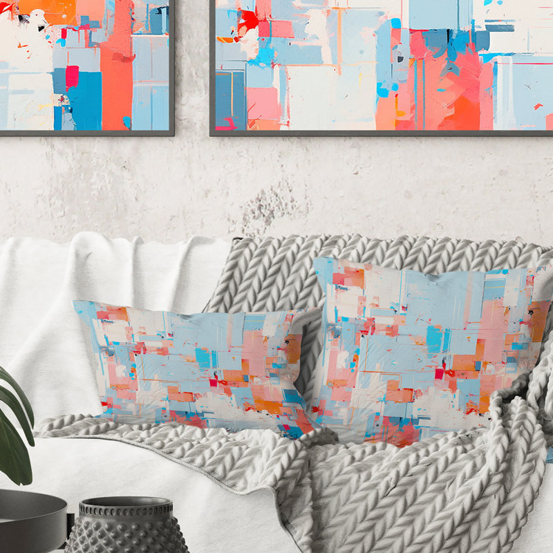 Coussin décoratif bleu orange à emboîtement Perspectives