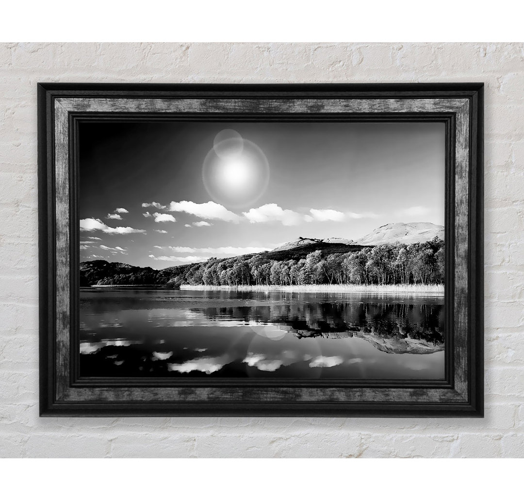 Sun Lake Reflections B N W - Einzelne Bilderrahmen Kunstdrucke