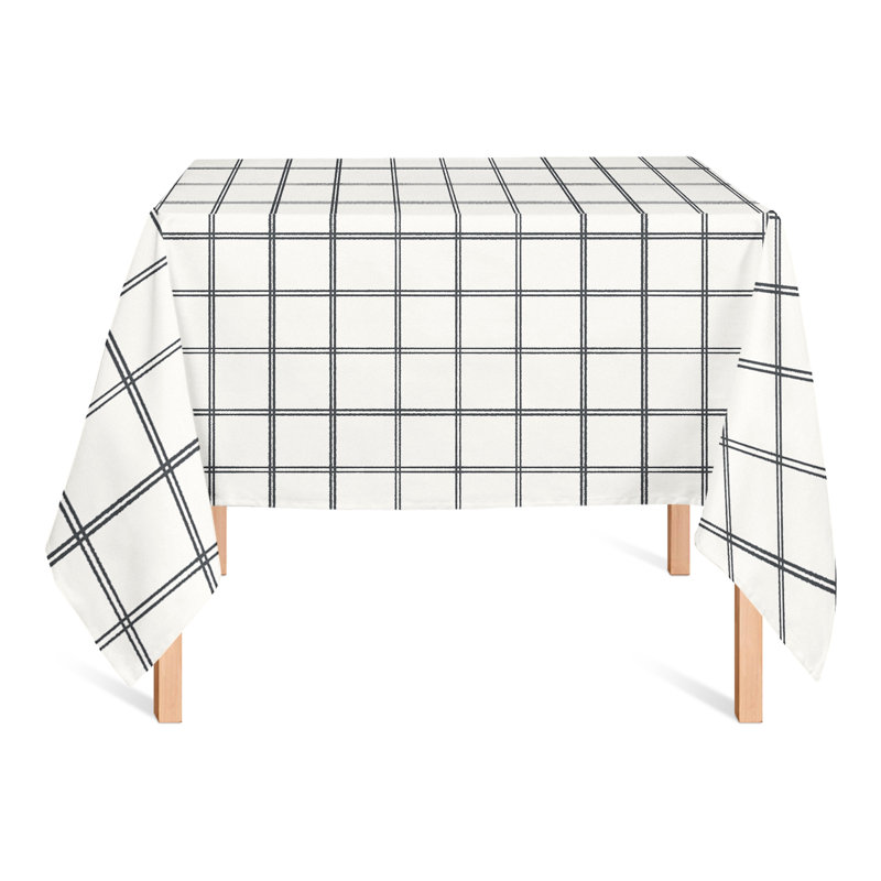 Gray On Cream Grid Tablecloth