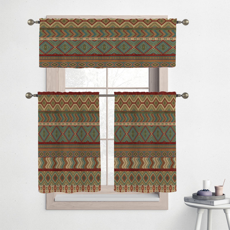 Country Mood Sage Geometric Tailored Kitchen Curtain