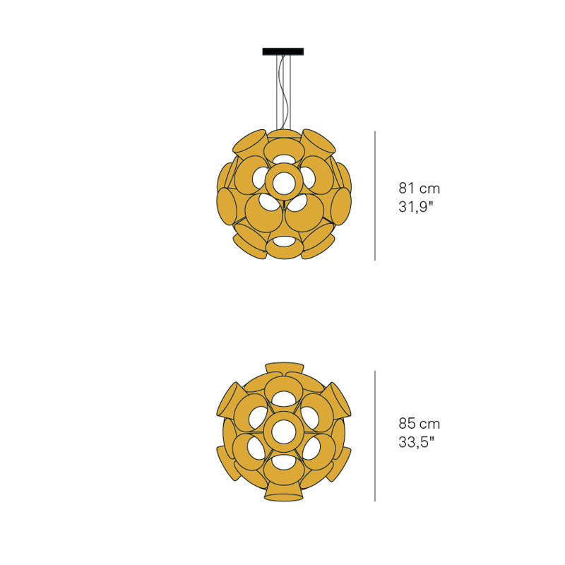 Dandelion LED Pendant, 2700K LED, Yellow