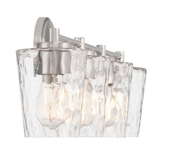  Éclairage pour salle de bain 4 lumières Ballas en nickel satiné, H 9,75 po x l 31,5 po x P 31,5 po, Argent argent