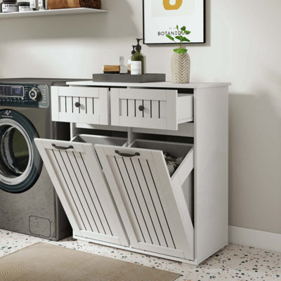 Laundry Cabinet ,With 2 Removable Laundry Basket  And 2 Drawers