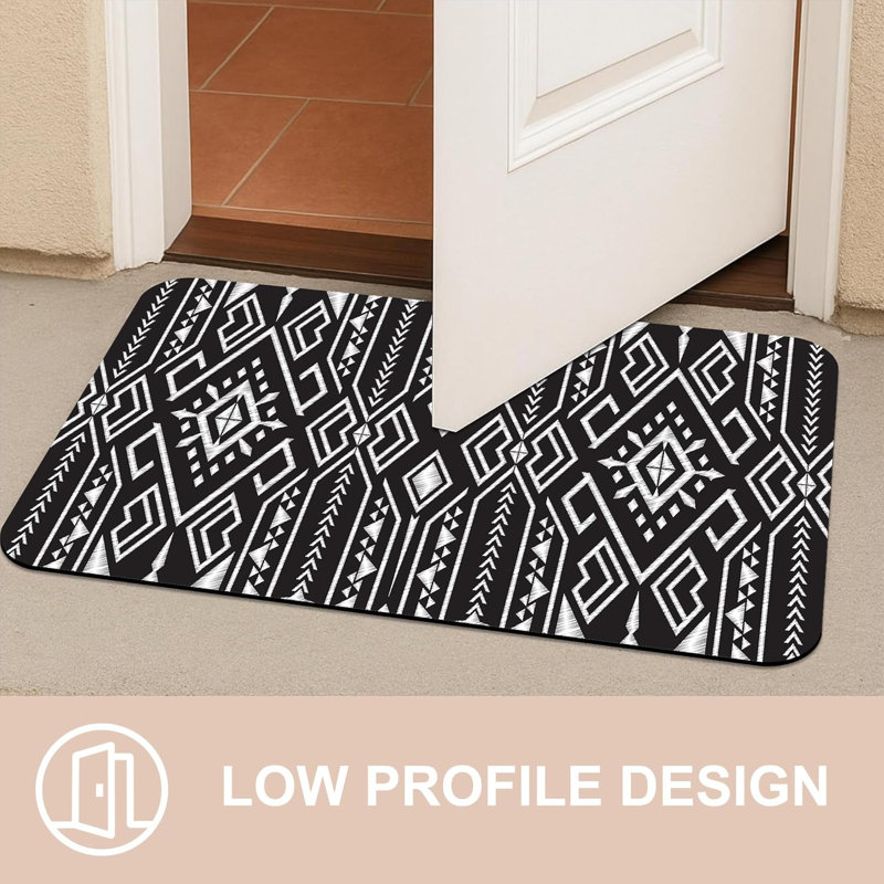 Door Mat, Boho Aztec Tribal Geometric Welcome Outdoor Mat, Non-Slip Low Profile Absorbent and Easy Clean Doormat Outdoor Indoor Entrance for Entryway Patio Porch 20x32 in