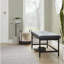 Banc en métal noir et similicuir gris-130374981