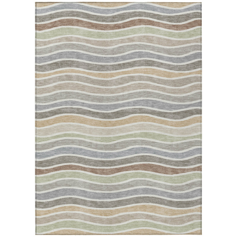 Machine Washable Indoor/Outdoor Micelotta ACN2333 Stripes Rug, Rectangle 10' x 14'