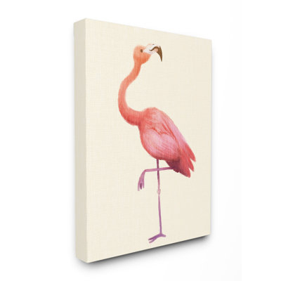 Flamant rose poser sur l’art aquarelle brun clair Emilia