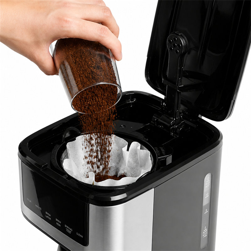 Cafetière programmable à écran tactile avec options café corsé et café glacé, garder au chaud pendant 4 heures
