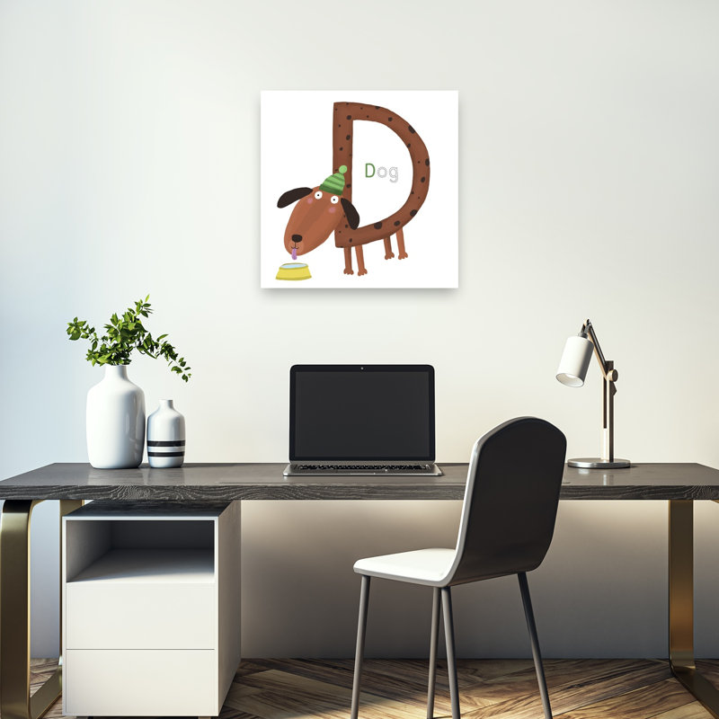 D Is For Dog Playful Whimsical Contemporary Dog Wall Art Print 1 Piece Wrapped Canvas Wall Art, 45.72cm H x 45.72cm W