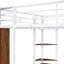 Lit mezzanine double en métal blanc avec bureau et 2 tablettes-380552199