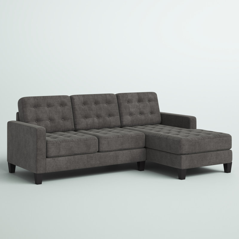 Canapé et méridienne réversible de 90 po de largeur, Mélange de polyester gris pierre