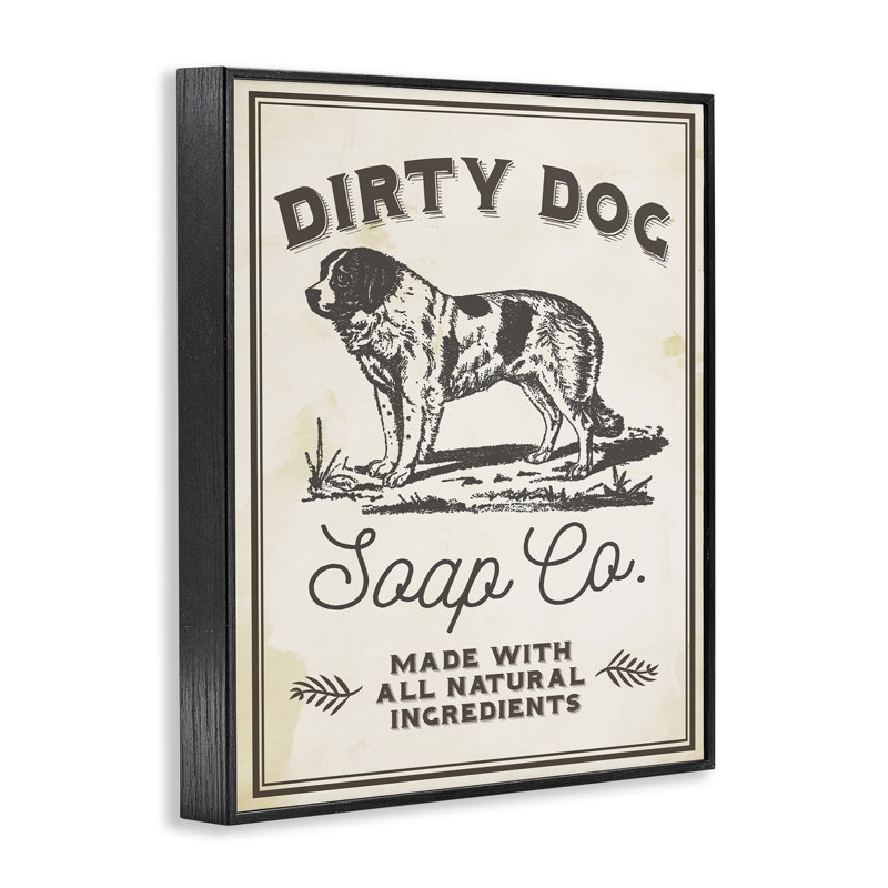 «Dirty Dog Soap Co», affiche rétro encadrée noire, art texturé par Daphne Polselli, Giclée encadrée noir minuit