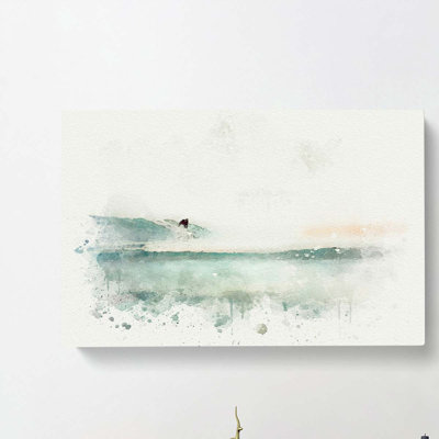 Surfing In Zuma Beach Malibu In Abstract - Wrapped Canvas