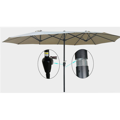Parasol de jardin à double face de 15 pi x 9 pi avec parasol double imperméable avec manivelle et évents pour la terrasse du jardin