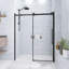 30 po -60 po L 72 po H simple porte de douche sans cadre coulissante avec verre trempé transparent de 1/4 po d'épaisseur en noir mat |  Système de rail à roulement en zinc |   Poignée en acier inoxydable-121018408